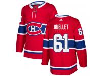 #61 Adidas Authentic Xavier Ouellet Men's Red NHL Jersey - Home Montreal Canadiens