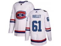 #61 Adidas Authentic Xavier Ouellet Men's White NHL Jersey - Montreal Canadiens 2017 100 Classic