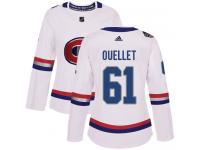 #61 Adidas Authentic Xavier Ouellet Women's White NHL Jersey - Montreal Canadiens 2017 100 Classic