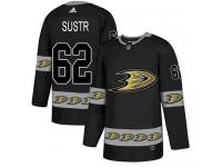 #62 Adidas Authentic Andrej Sustr Men's Black NHL Jersey - Anaheim Ducks Team Logo Fashion