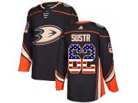 #62 Adidas Authentic Andrej Sustr Men's Black NHL Jersey - Anaheim Ducks USA Flag Fashion