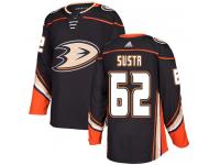 #62 Adidas Authentic Andrej Sustr Men's Black NHL Jersey - Home Anaheim Ducks