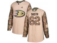 #62 Adidas Authentic Andrej Sustr Men's Camo NHL Jersey - Anaheim Ducks Veterans Day Practice