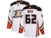 #62 Adidas Authentic Andrej Sustr Men's White NHL Jersey - Away Anaheim Ducks
