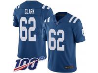 #62 Limited Le'Raven Clark Royal Blue Football Home Men's Jersey Indianapolis Colts Vapor Untouchable 100th Season
