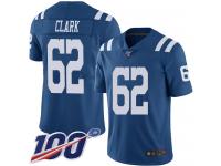 #62 Limited Le'Raven Clark Royal Blue Football Men's Jersey Indianapolis Colts Rush Vapor Untouchable 100th Season