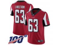 #63 Limited Chris Lindstrom Red Football Home Men's Jersey Atlanta Falcons Vapor Untouchable 100th Season