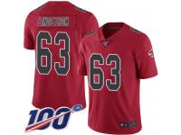 #63 Limited Chris Lindstrom Red Football Men's Jersey Atlanta Falcons Rush Vapor Untouchable 100th Season