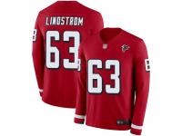 #63 Limited Chris Lindstrom Red Football Men's Jersey Atlanta Falcons Therma Long Sleeve