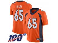 #65 Limited Ronald Leary Orange Football Home Men's Jersey Denver Broncos Vapor Untouchable 100th Season