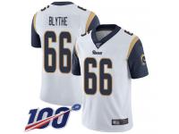#66 Limited Austin Blythe White Football Road Men's Jersey Los Angeles Rams Vapor Untouchable 100th Season