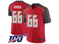 #66 Limited Ryan Jensen Red Football Home Men's Jersey Tampa Bay Buccaneers Vapor Untouchable 100th Season