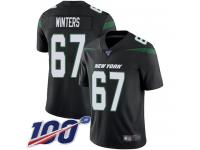 #67 Limited Brian Winters Black Football Alternate Men's Jersey New York Jets Vapor Untouchable 100th Season