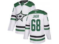 #68 Authentic Jaromir Jagr White Adidas NHL Away Men's Jersey Dallas Stars
