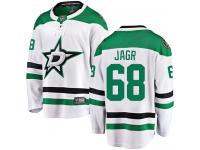 #68 Breakaway Jaromir Jagr White NHL Away Men's Jersey Dallas Stars