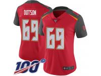 #69 Limited Demar Dotson Red Football Home Women's Jersey Tampa Bay Buccaneers Vapor Untouchable 100th Season