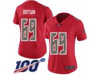 #69 Limited Demar Dotson Red Football Women's Jersey Tampa Bay Buccaneers Rush Vapor Untouchable 100th Season