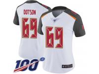 #69 Limited Demar Dotson White Football Road Women's Jersey Tampa Bay Buccaneers Vapor Untouchable 100th Season