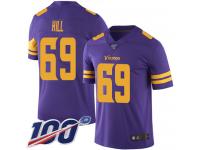 #69 Limited Rashod Hill Purple Football Men's Jersey Minnesota Vikings Rush Vapor Untouchable 100th Season