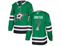 #7 Authentic Neal Broten Green Adidas NHL Men's Jersey Dallas Stars Drift Fashion