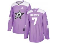 #7 Authentic Neal Broten Purple Adidas NHL Men's Jersey Dallas Stars Fights Cancer Practice
