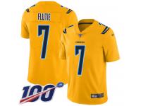 #7 Limited Doug Flutie Gold Football Men's Jersey Los Angeles Chargers Inverted Legend 100th Season