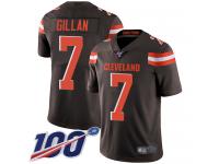 #7 Limited Jamie Gillan Brown Football Home Men's Jersey Cleveland Browns Vapor Untouchable 100th Season