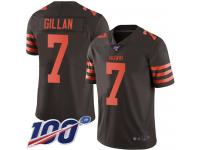 #7 Limited Jamie Gillan Brown Football Men's Jersey Cleveland Browns Rush Vapor Untouchable 100th Season