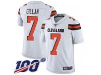 #7 Limited Jamie Gillan White Football Road Men's Jersey Cleveland Browns Vapor Untouchable 100th Season