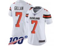 #7 Limited Jamie Gillan White Football Road Women's Jersey Cleveland Browns Vapor Untouchable 100th Season