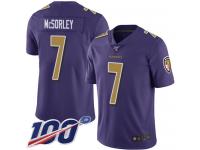 #7 Limited Trace McSorley Purple Football Men's Jersey Baltimore Ravens Rush Vapor Untouchable 100th Season