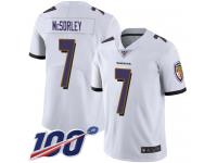 #7 Limited Trace McSorley White Football Road Men's Jersey Baltimore Ravens Vapor Untouchable 100th Season