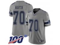 #70 Limited Zack Martin Gray Football Men's Jersey Dallas Cowboys Inverted Legend 100th Season