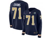 #71 Limited Bobby Evans Navy Blue Football Women's Jersey Los Angeles Rams Therma Long Sleeve