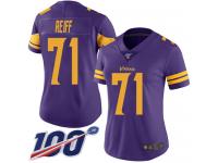 #71 Limited Riley Reiff Purple Football Women's Jersey Minnesota Vikings Rush Vapor Untouchable 100th Season