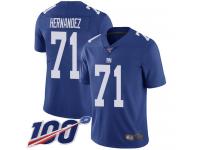 #71 Limited Will Hernandez Royal Blue Football Home Youth Jersey New York Giants Vapor Untouchable 100th Season