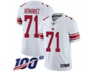 #71 Limited Will Hernandez White Football Road Men's Jersey New York Giants Vapor Untouchable 100th Season