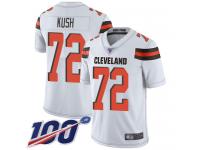#72 Limited Eric Kush White Football Road Men's Jersey Cleveland Browns Vapor Untouchable 100th Season