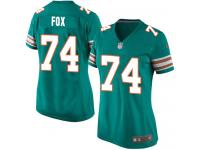 #74 Jason Fox Miami Dolphins Alternate Jersey _ Nike Women's Aqua Green NFL Game