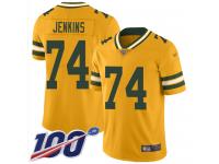 #74 Limited Elgton Jenkins Gold Football Men's Jersey Green Bay Packers Inverted Legend 100th Season