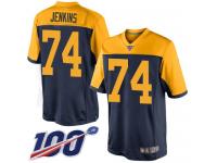#74 Limited Elgton Jenkins Navy Blue Football Alternate Men's Jersey Green Bay Packers 100th Season