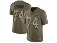 #74 Limited Elgton Jenkins Olive Camo Football Men's Jersey Green Bay Packers 2017 Salute to Service