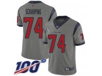 #74 Limited Max Scharping Gray Football Men's Jersey Houston Texans Inverted Legend 100th Season