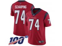 #74 Limited Max Scharping Red Football Alternate Men's Jersey Houston Texans Vapor Untouchable 100th Season