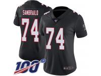 #74 Limited Ty Sambrailo Black Football Alternate Women's Jersey Atlanta Falcons Vapor Untouchable 100th Season