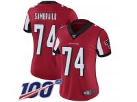 #74 Limited Ty Sambrailo Red Football Home Women's Jersey Atlanta Falcons Vapor Untouchable 100th Season