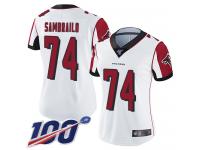 #74 Limited Ty Sambrailo White Football Road Women's Jersey Atlanta Falcons Vapor Untouchable 100th Season