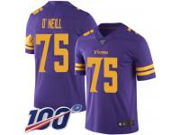 #75 Limited Brian O'Neill Purple Football Men's Jersey Minnesota Vikings Rush Vapor Untouchable 100th Season