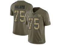 #75 Limited Jon Halapio Olive Camo Football Men's Jersey New York Giants 2017 Salute to Service