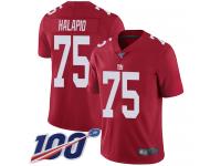 #75 Limited Jon Halapio Red Football Men's Jersey New York Giants Inverted Legend 100th Season